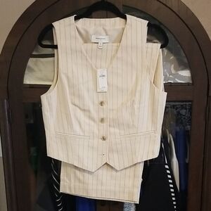 Banana Republic Cream Pinstripe Vest and Pants Set